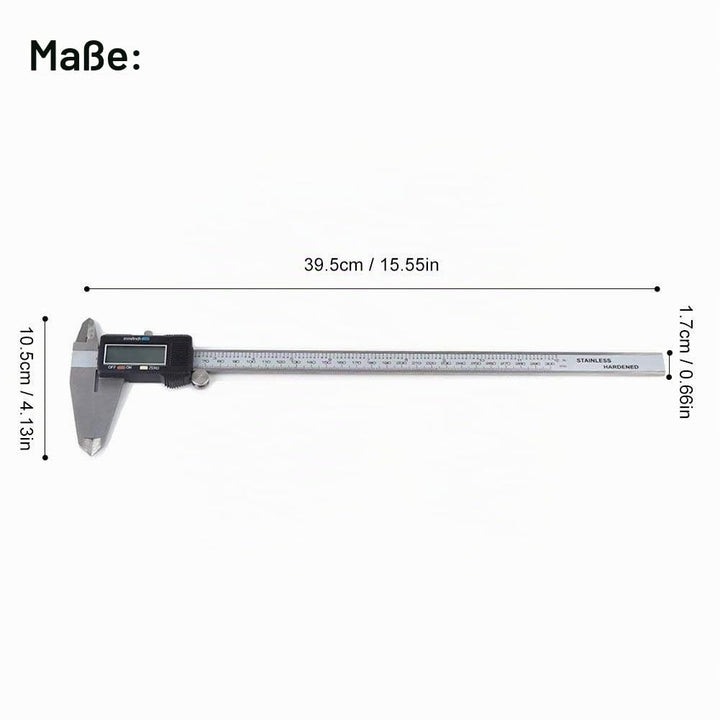 Messchieber, 30 cm, digital, mit LCD-Display, aus Edelstahl, metrische Umrechnung, Präzisionsgerät,