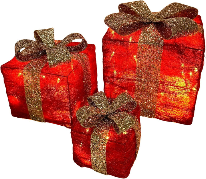 Bambelaa! 3er Led Deko Geschenke Leucht Boxen Timer Weihnachts Dekoration Weihnachtsdeko Beleuchtet