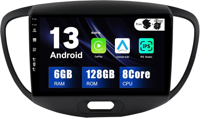 SXAUTO - 6G+128G - Android 12 IPS Autoradio für Hyundai I10 (2007-2013) - Eingebaut Carplay/Android