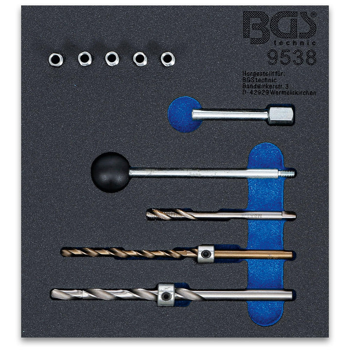 BGS 9538 | Werkstattwageneinlage 1/6: Gewinde-Reparatursatz | | 10-tlg. | für Injektor-Befestigungss