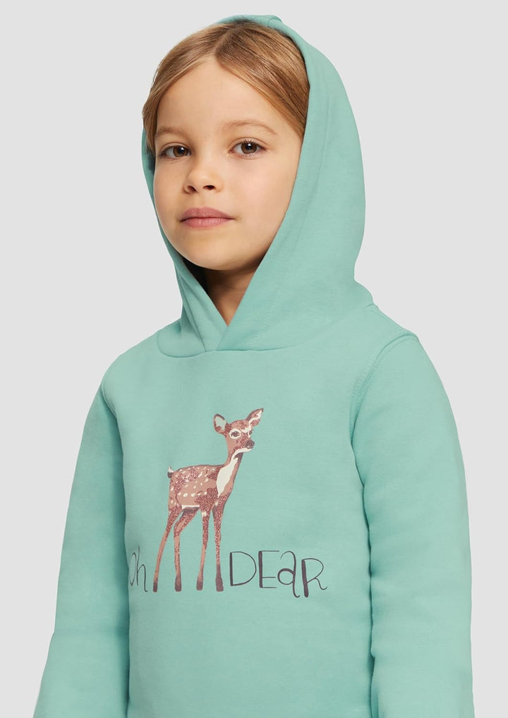 s.Oliver Wärmendes Kapuzen-Sweatshirt mit Glitzerprint 104-110 Helles Türkis, 104-110 Helles T&#xFC;