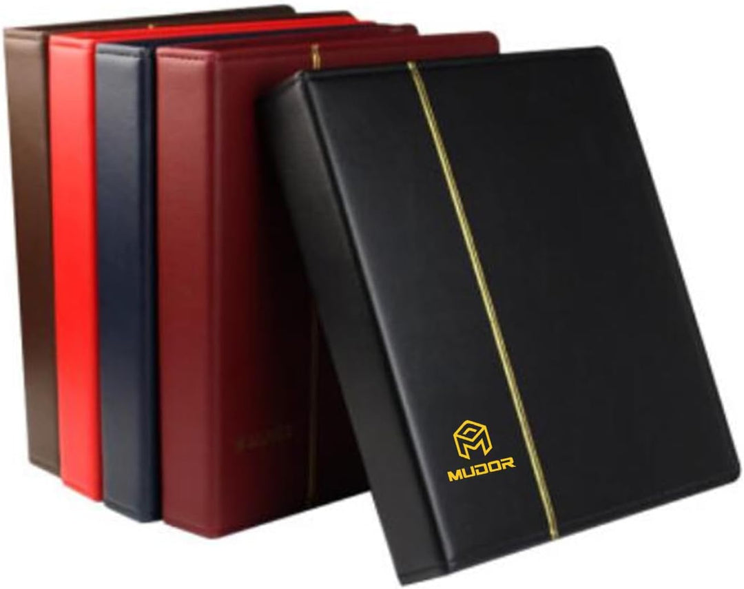 MUDOR Leere Premium PU Classic Binder 4 Ring Binder Alben Einsteckbuch für Briefmarken, Dokumente, M