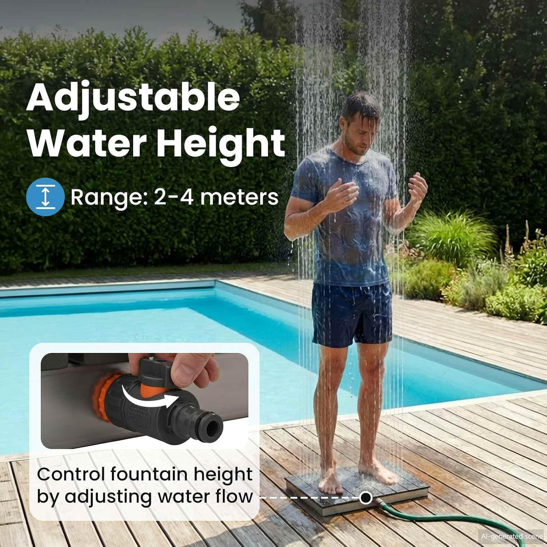 vidaXL Garten Boden Dusche WPC und Edelstahl 201 Anthrazit, mit Fusstaster, 4 m Wasserhöheneinstellu