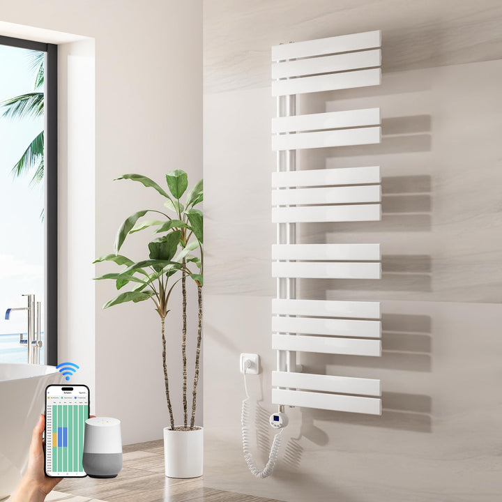 Heilmetz Badheizkörper Elektrisch WiFi 1385 x 500 mm,Flach Bad Heizkörper mit Digitalem Thermostat,