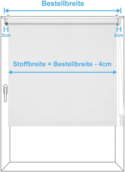 Eurohome Verdunkelungsrollo Thermo Rollo 100x130cm (Stoffbreite 96 cm) Weiss Klemmfix ohne Bohren mi