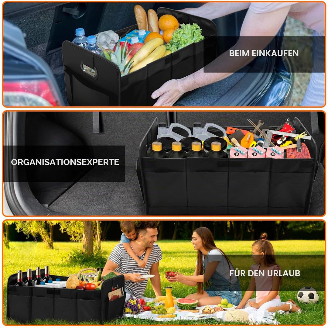 Kofferraum Organizer Auto, Faltbare Kofferraumtasche mit Fächern &amp; Tragegriff,Geräumige Aufbewahrung
