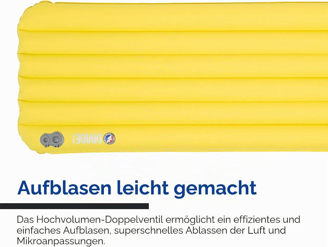BIG AGNES Divide Insulated | leichte, kompakte 3-Jahreszeiten-Luftkammer-Isomatte | breit lang | War
