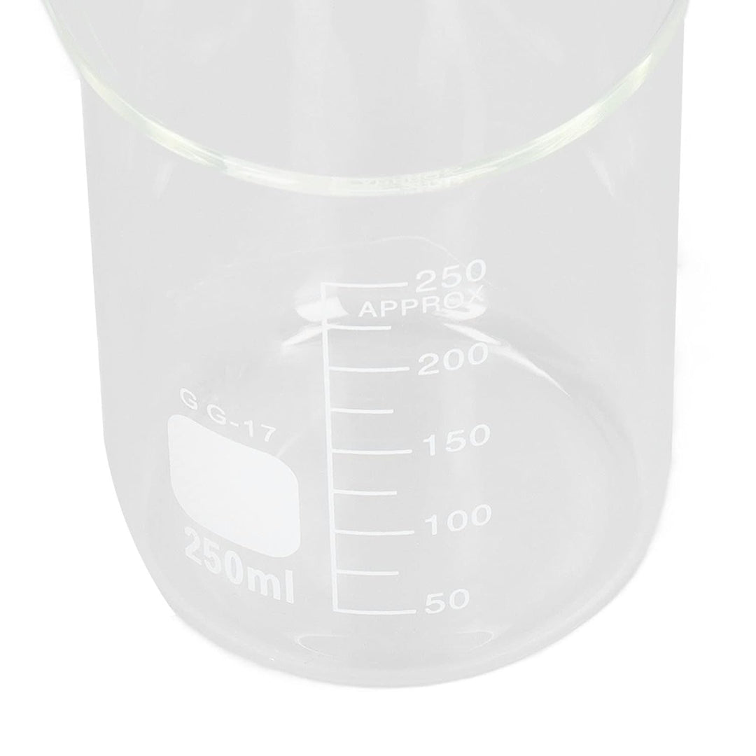 10 Stück Boro silikat glas becher Set, 10/25/50/150/250ml Graduierten-Labor-Messbecher mit Auslass,