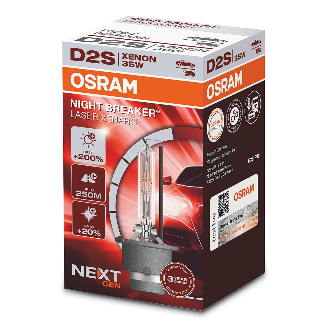 OSRAM XENARC NIGHT BREAKER LASER D2S Next Generation, +200 % mehr Helligkeit, HID Xenon-Scheinwerfer