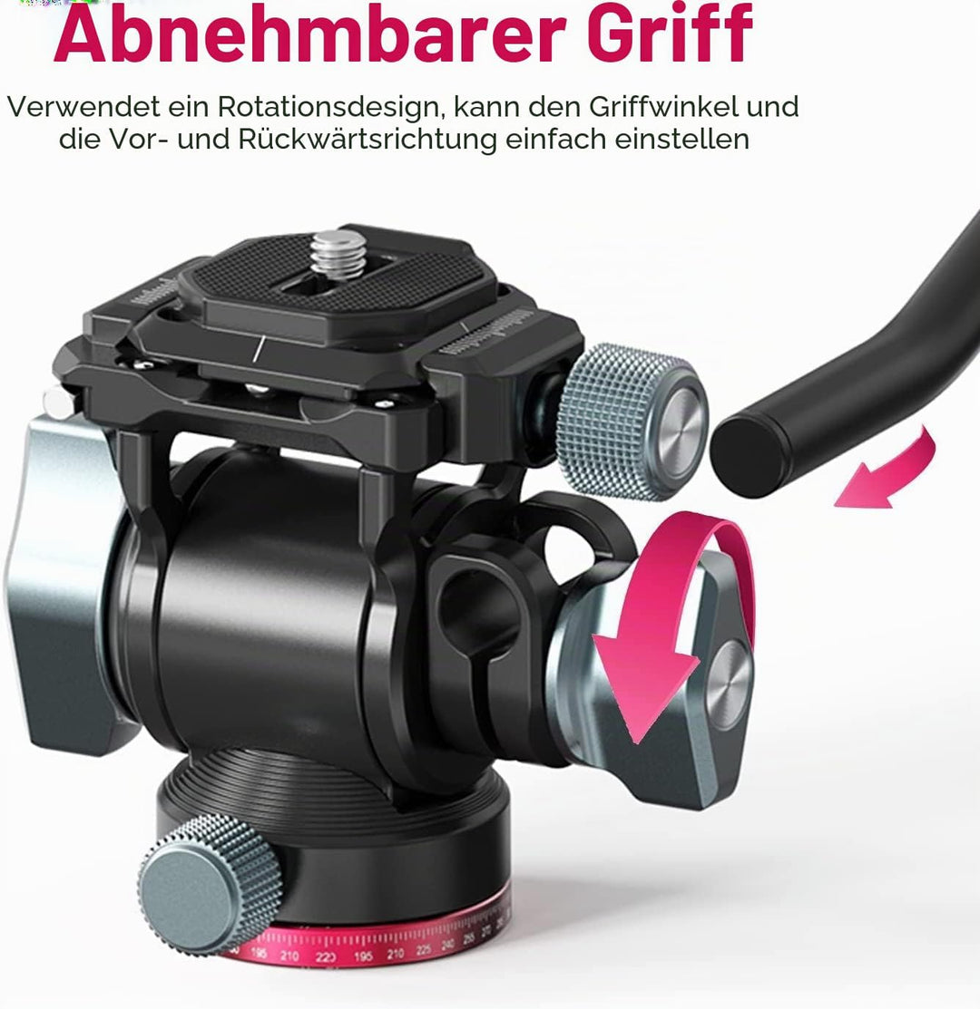 ULANZI U-190 Stativkopf Kamera Video Fluidkopf mit Arca Swiss Schnellwechselplatte Durchmesser 40mm