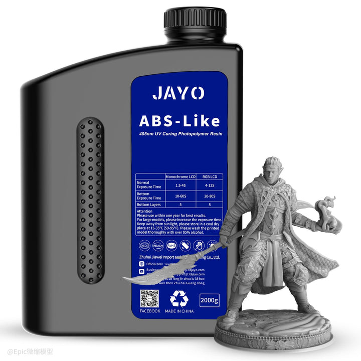 JAYO 3D Drucker Resin 2KG, ABS-Like Resin 405nm UV Standard Rapid Harz für 4K/6K/8K LCD/DLP/SLA 3D P