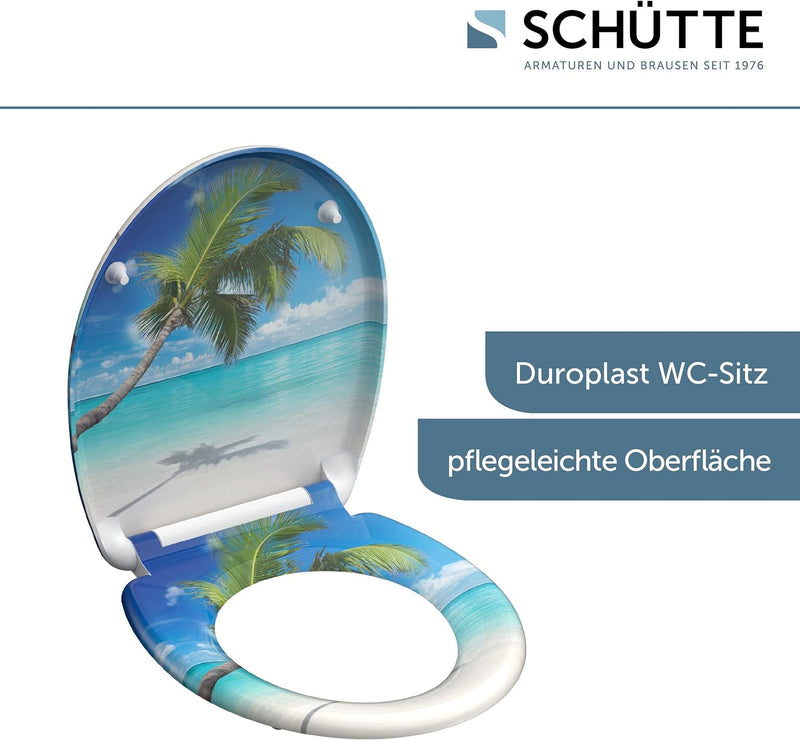 SCHÜTTE WC-Sitz Duroplast CARRIBEAN, Toilettensitz mit Absenkautomatik und Schnellverschluss für die