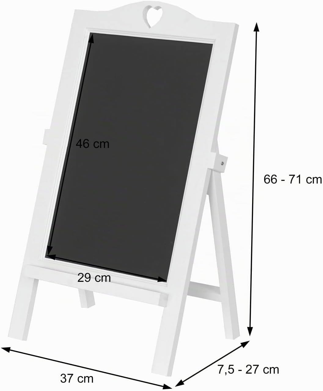 Werbetafel HWC-E51, Aufsteller Kreidetafel, 66x37x27cm Shabby-Look Vintage - weiss 66 x 37 x 27 cm W