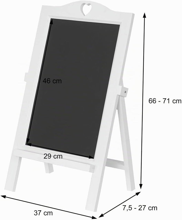 Werbetafel HWC-E51, Aufsteller Kreidetafel, 66x37x27cm Shabby-Look Vintage - weiss 66 x 37 x 27 cm W