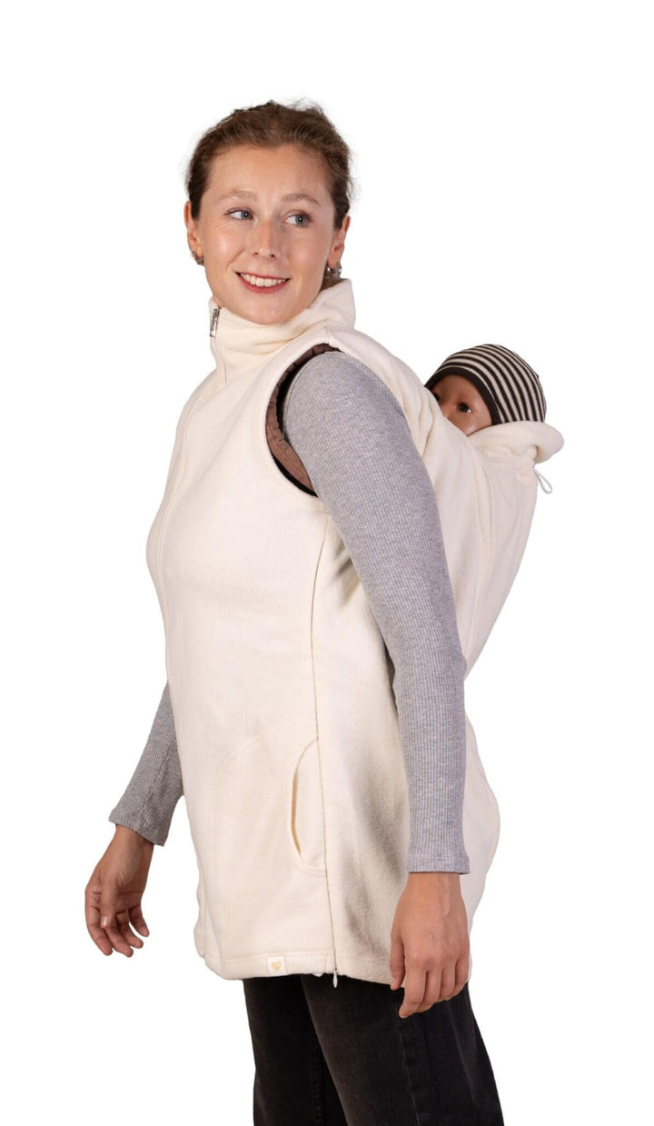 Viva la Mama - Trageweste aus Fleece, Winter Zusatzweste für Tragejacken - RERIK S Ecru - Vorn und H