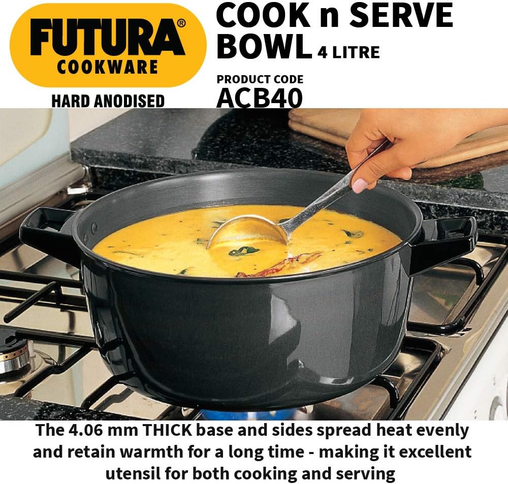 Hawkins Futura Hard Anodised Cook-n-Serve Bowl, 4 Litres, 4 L