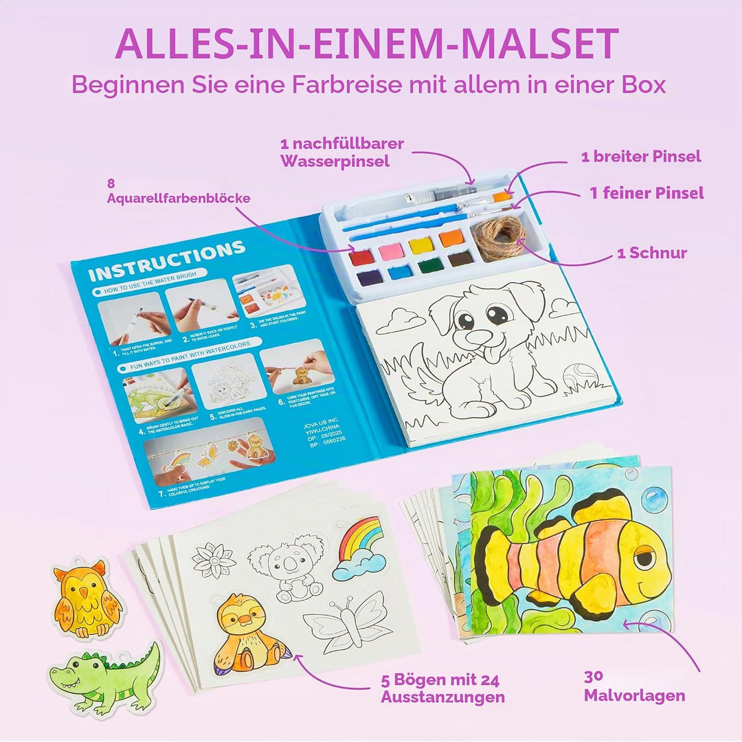 Klever Kits Aquarell-Malsets für Kinder ab 3 Jahren, Malbücher für Kleinkinder, Bastelspielzeug, Geb