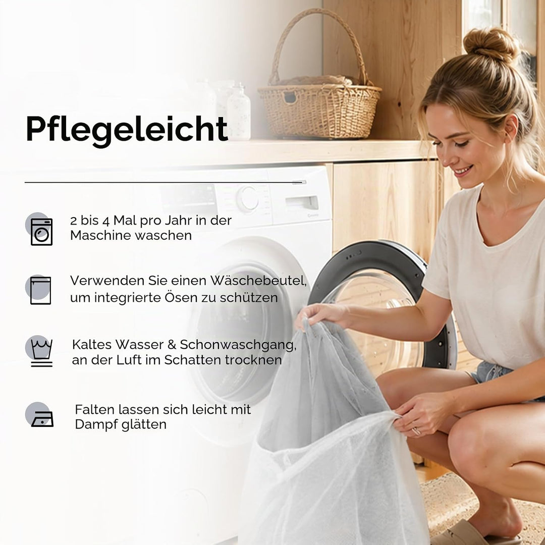 MRTREES Voile Gardinen Vorhang halbtransparent kurz mit Ösen in Leinenoptik Stores Gardinen Schals f