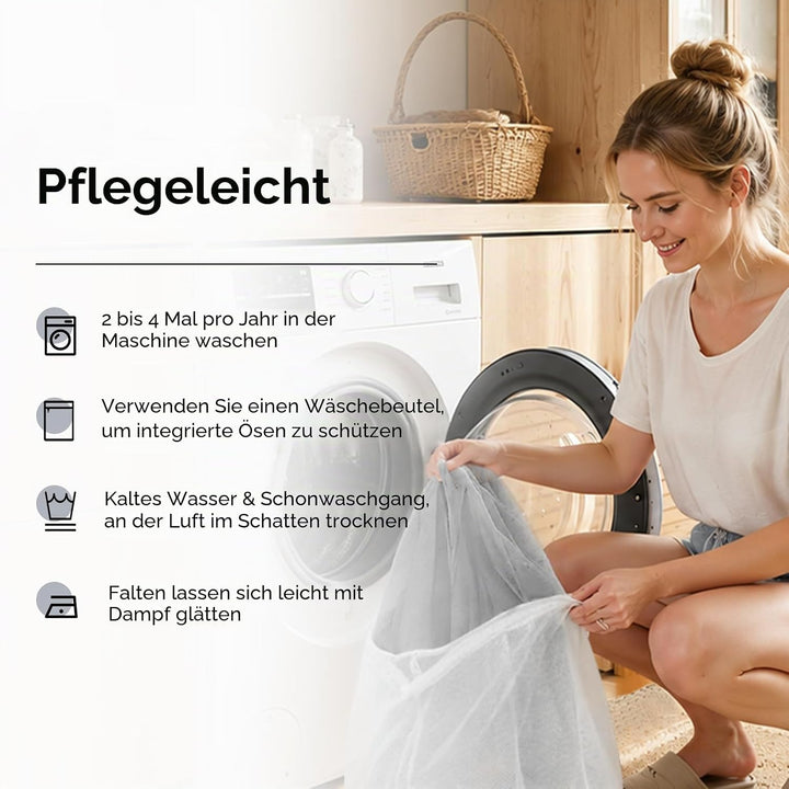 MRTREES Voile Gardinen Vorhang halbtransparent kurz mit Ösen in Leinenoptik Stores Gardinen Schals f