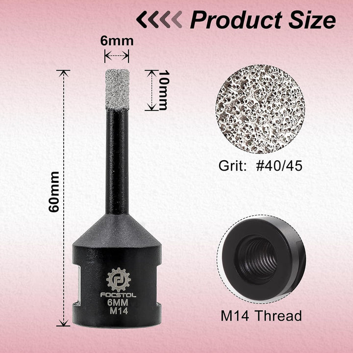 FOCSTOL Diamant Fliesenbohrer 2 Stück 6mm Vakuumgelötete Diamant Lochsäge für Porzellan Keramik Flie