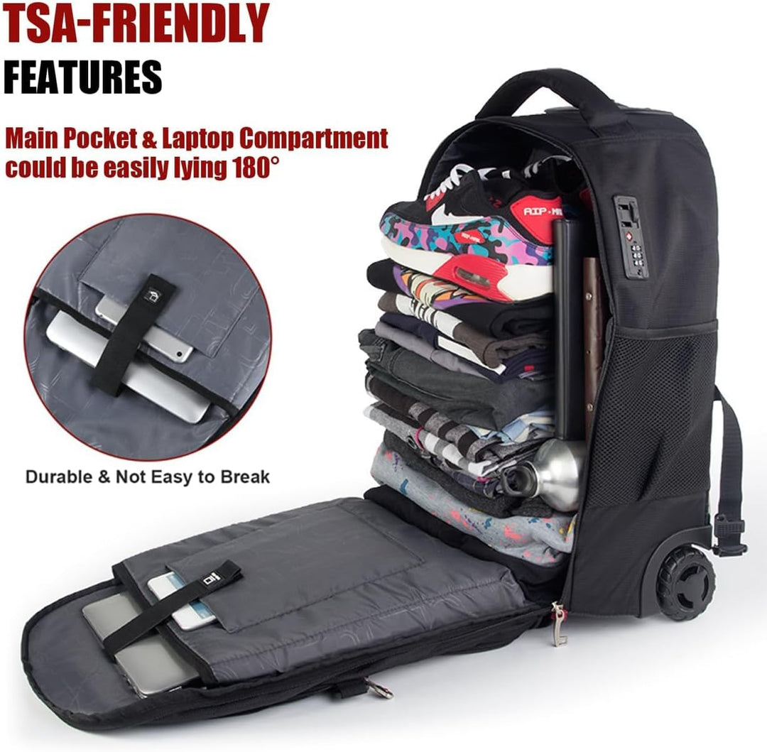star cloud Extra Grosser Trolley Rucksack mit Rollen Wasserfest, 18 inch-Laptopfach, 22,5x15x10 inch