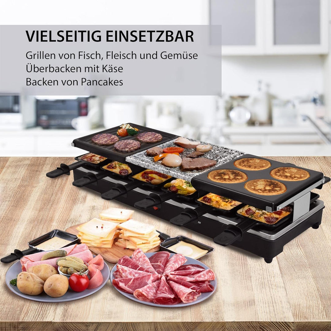 Syntrox Germany RAC-1350W-Oberwil Multifunktionelles Raclette mit Grill Platte, Pancake Platte und H