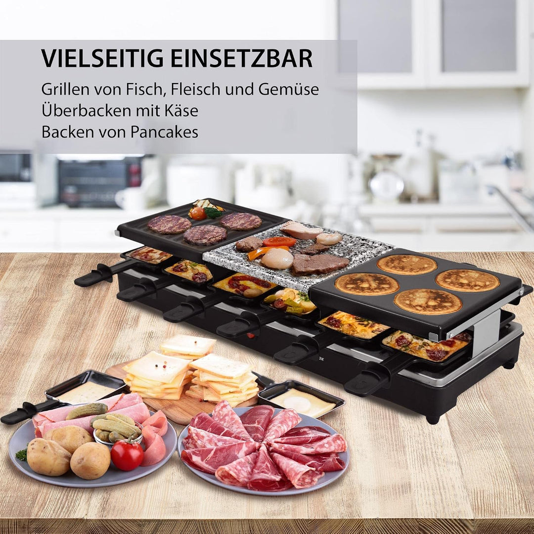 Syntrox Germany RAC-1350W-Oberwil Multifunktionelles Raclette mit Grill Platte, Pancake Platte und H