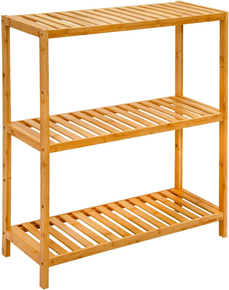 DuneDesign Bambus Standregal 60 cm Breit - 69x60x26 Badregal - Regal Holz für Küche Badezimmer Schra