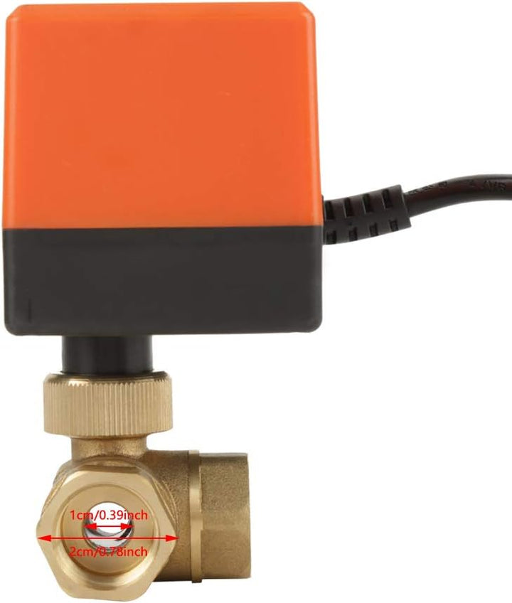 G1/2 "DN15 Messing motorisierter Kugelhahn, elektrischer 3-Wege-220-V-Wechselstrom-Kugelhahn zur Dur