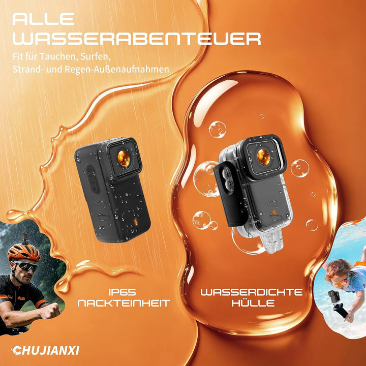 Bodycam 4K, Mini Actioncam WiFi, Wasserdicht Helm Kamera, Tragbar & Magnetisch Körperkamera, Freihän