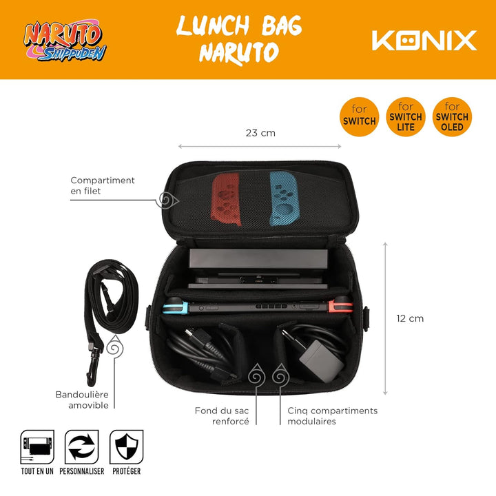 Konix Naruto Shippuden Schutztasche und Transporttasche Lunch Bag für Nintendo Switch, Switch Lite u