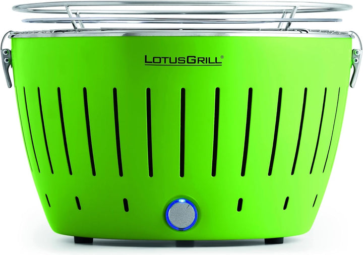 LotusGrill Classic (Limettengrün) der raucharme Holzkohlegrill/Tischgrill mit USB-Anschluss in versc