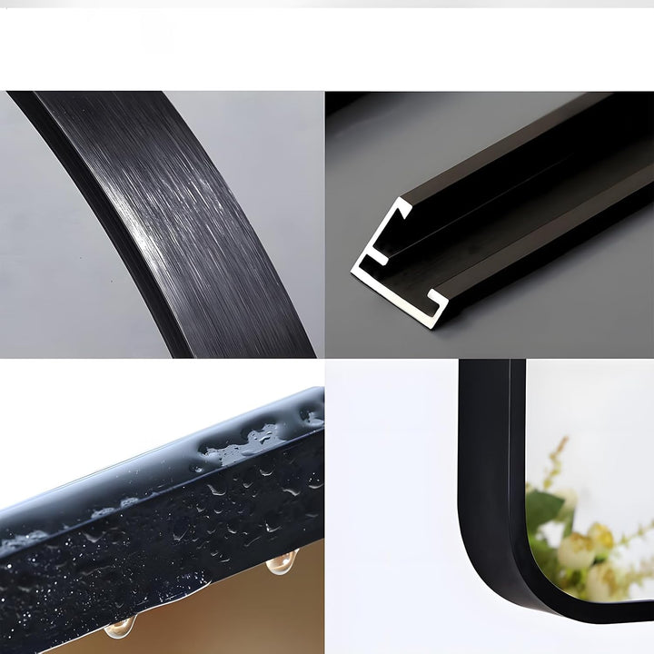 MIQU Badezimmerspiegel 70x50cm Badspiegel ohne Beleuchtung rechteckig Spiegel Schwarz Metallrahmen W