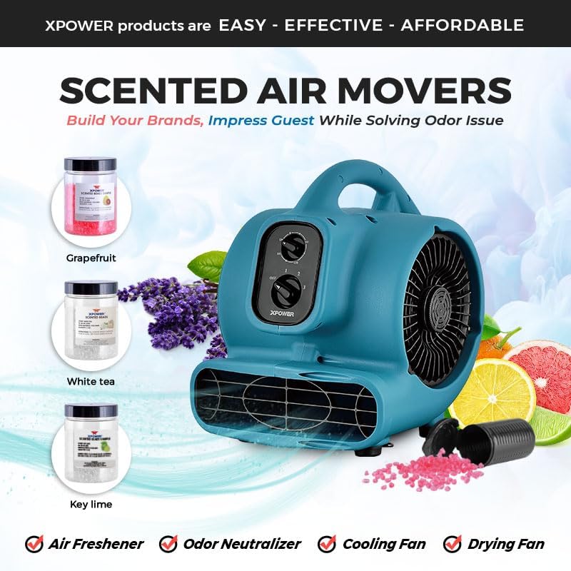 XPower Mighty Centrifugal Air Mover, Carpet Dryer, Floor Fan, Blower, Stackable, Daisy Chain, for Wa