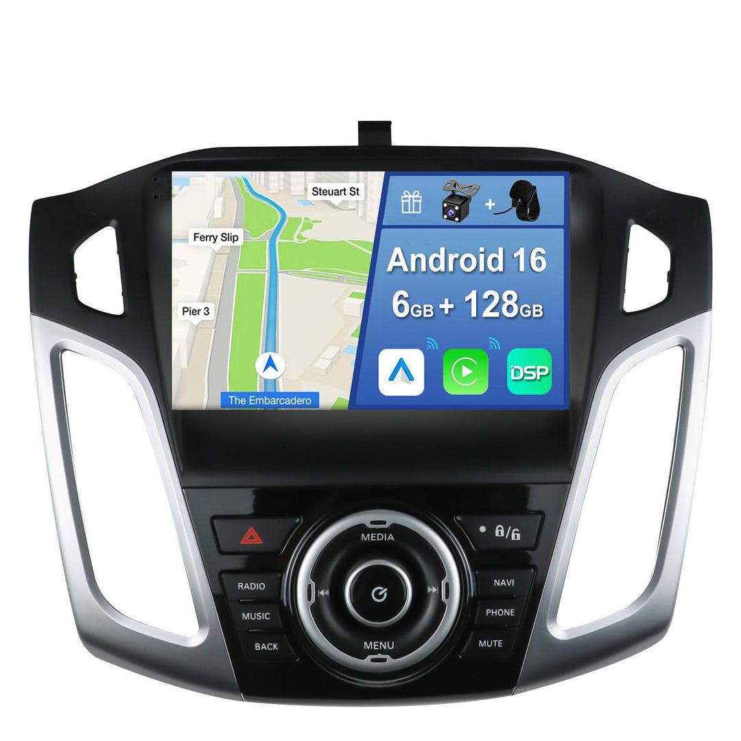 [6GB+128GB] Android 14 Autoradio für Ford Focus 2012-2017-2 Din-[Integriertes Wireless CarPlay/Andro