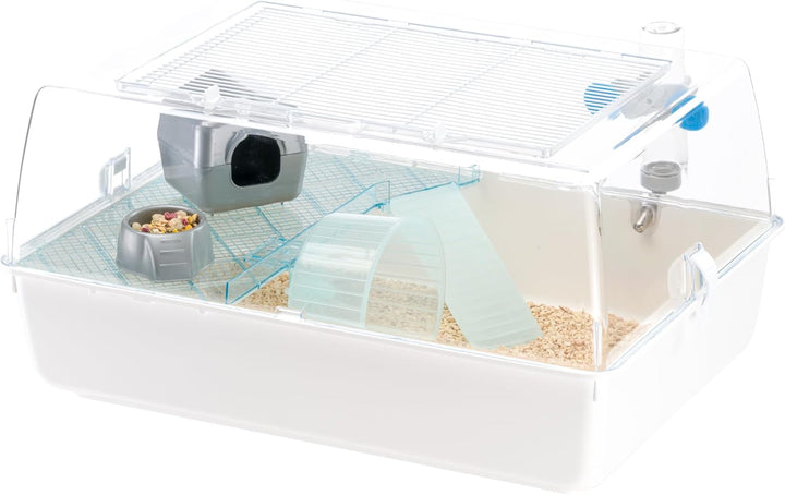 Ferplast Hamsterkäfig, Mäusekäfig MINI DUNA HAMSTER Zweistöckiger kleiner Käfig, Lüftungsgitter, Tra