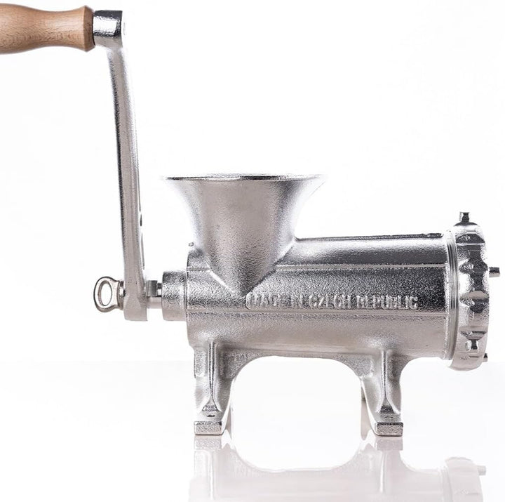 Profi Fleischwolf manuell Grösse 32 aus hochwertigem Gusseisen, mit Messer und Lochscheibe Ø 4,5 mm