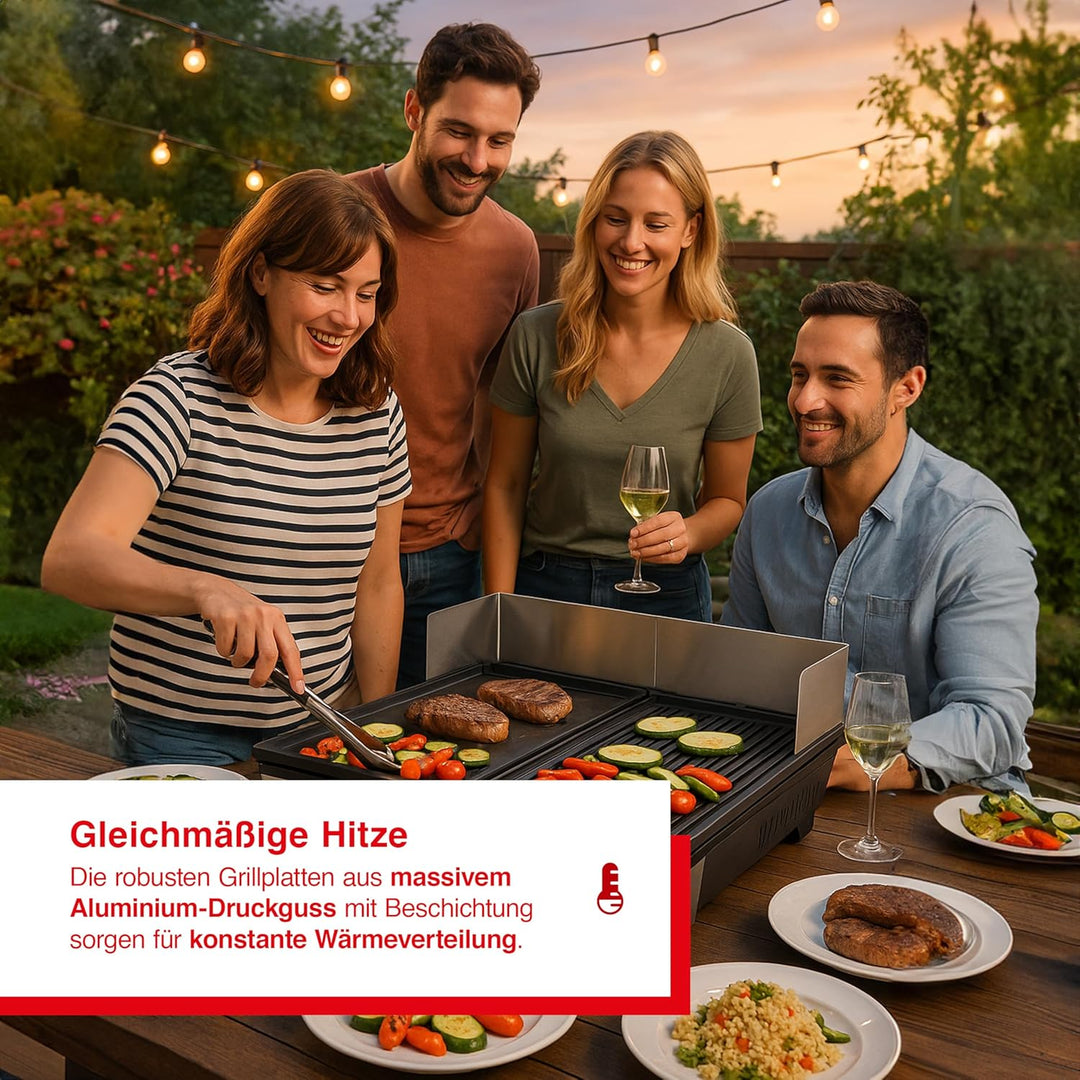 Solis Deli Grill 7951 - Elektrogrill - Grill Inklusive Spritzschutz und 2 Spachteln - Tischgrill Ele