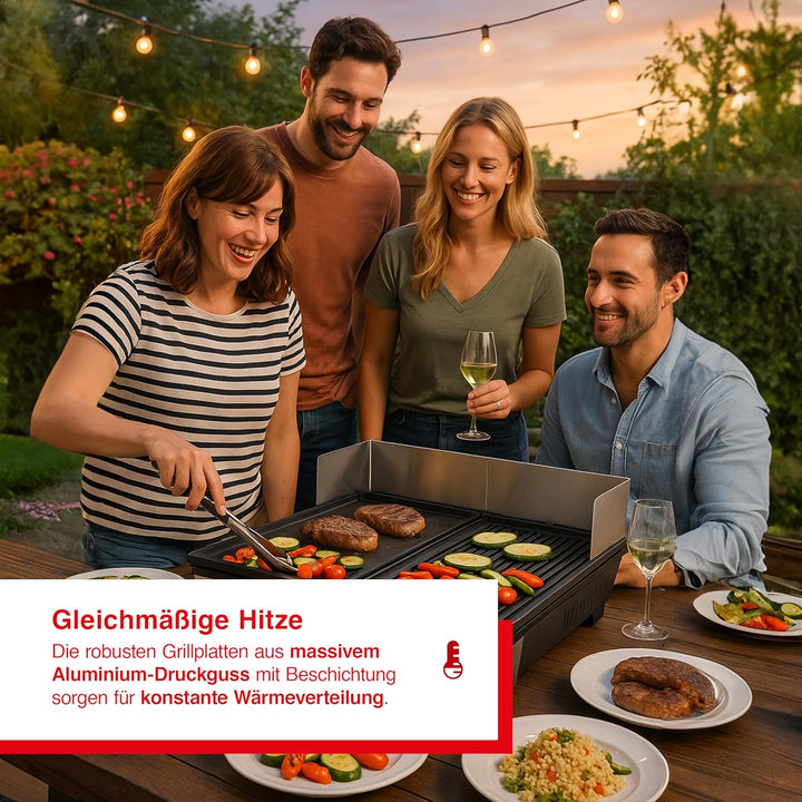 Solis Deli Grill 7951 - Elektrogrill - Grill Inklusive Spritzschutz und 2 Spachteln - Tischgrill Ele