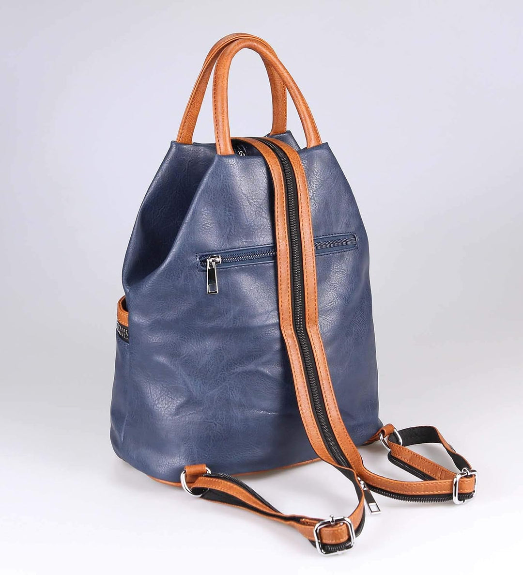ITALYSHOP24.COM OBC Damen Rucksack Tasche Schultertasche Leder Optik Daypack Backpack Handtasche Tag