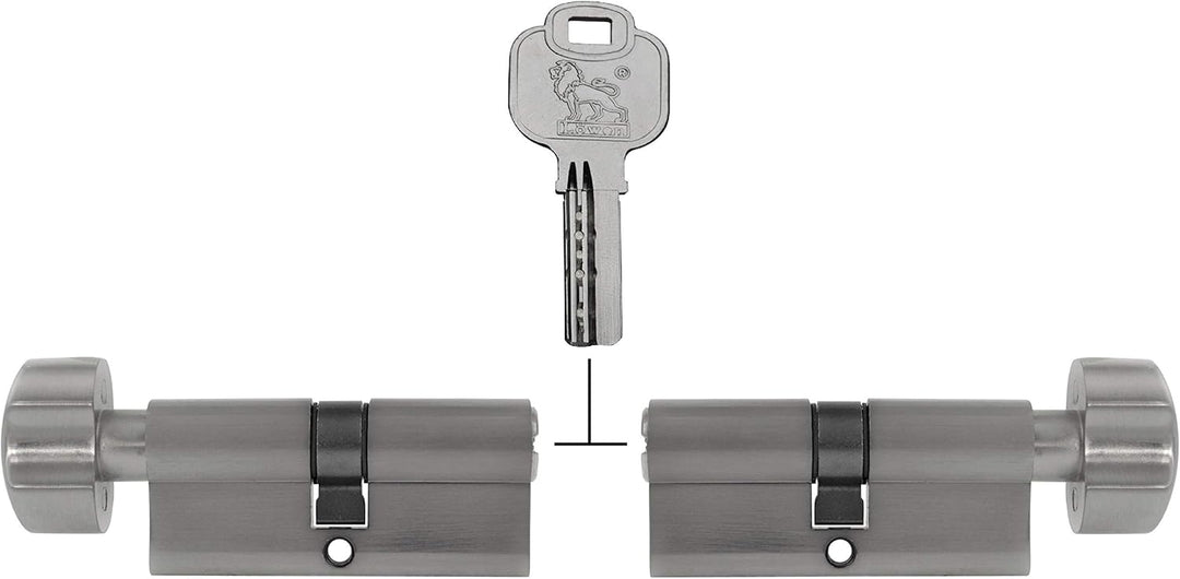 2x Knaufzylinder KD 80 mm 40/40 gleichschliessend inkl. 10 Wendeschlüssel - Metallic Silber Grau