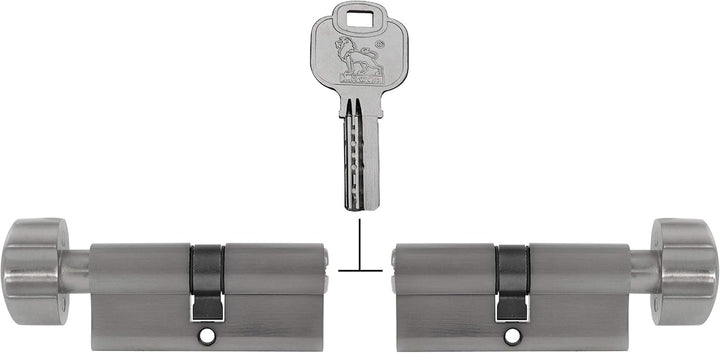 2x Knaufzylinder KD 80 mm 40/40 gleichschliessend inkl. 10 Wendeschlüssel - Metallic Silber Grau