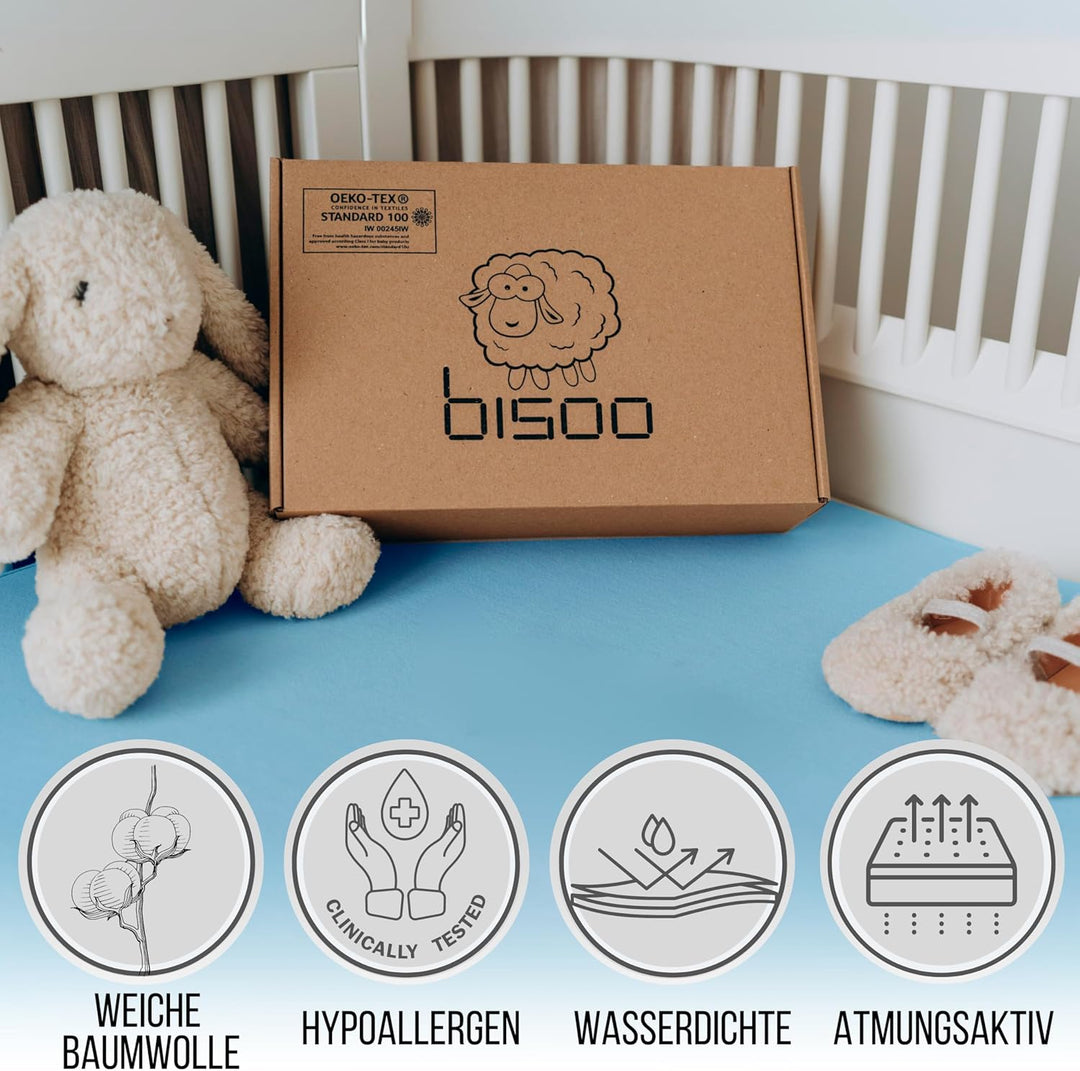 Bisoo Spannbettlaken 90x40 für Kinderwagen Beistellbett Babywiege - 2in1 Matratzenschoner 40x90 Baby