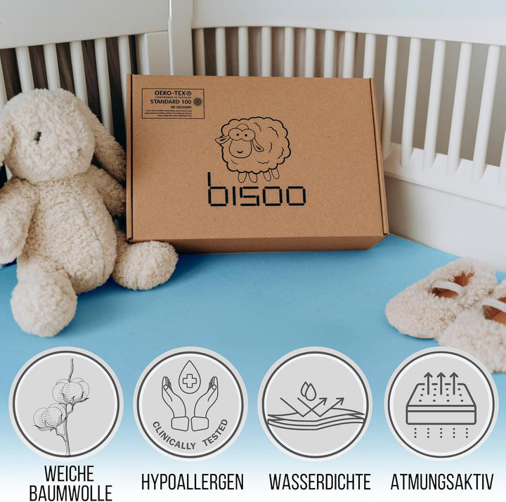 Bisoo Spannbettlaken 90x40 für Kinderwagen Beistellbett Babywiege - 2in1 Matratzenschoner 40x90 Baby