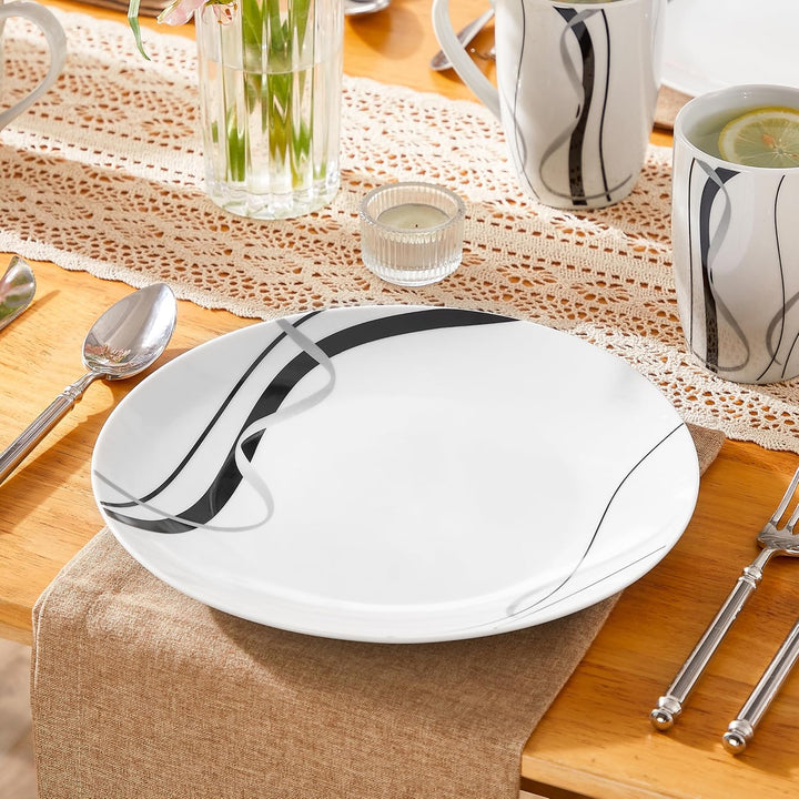 VEWEET Fiona Porzellan Rund Teller, Essteller Set 6 Personen, Durchmesser 27,4 cm, Geschirr für Mikr