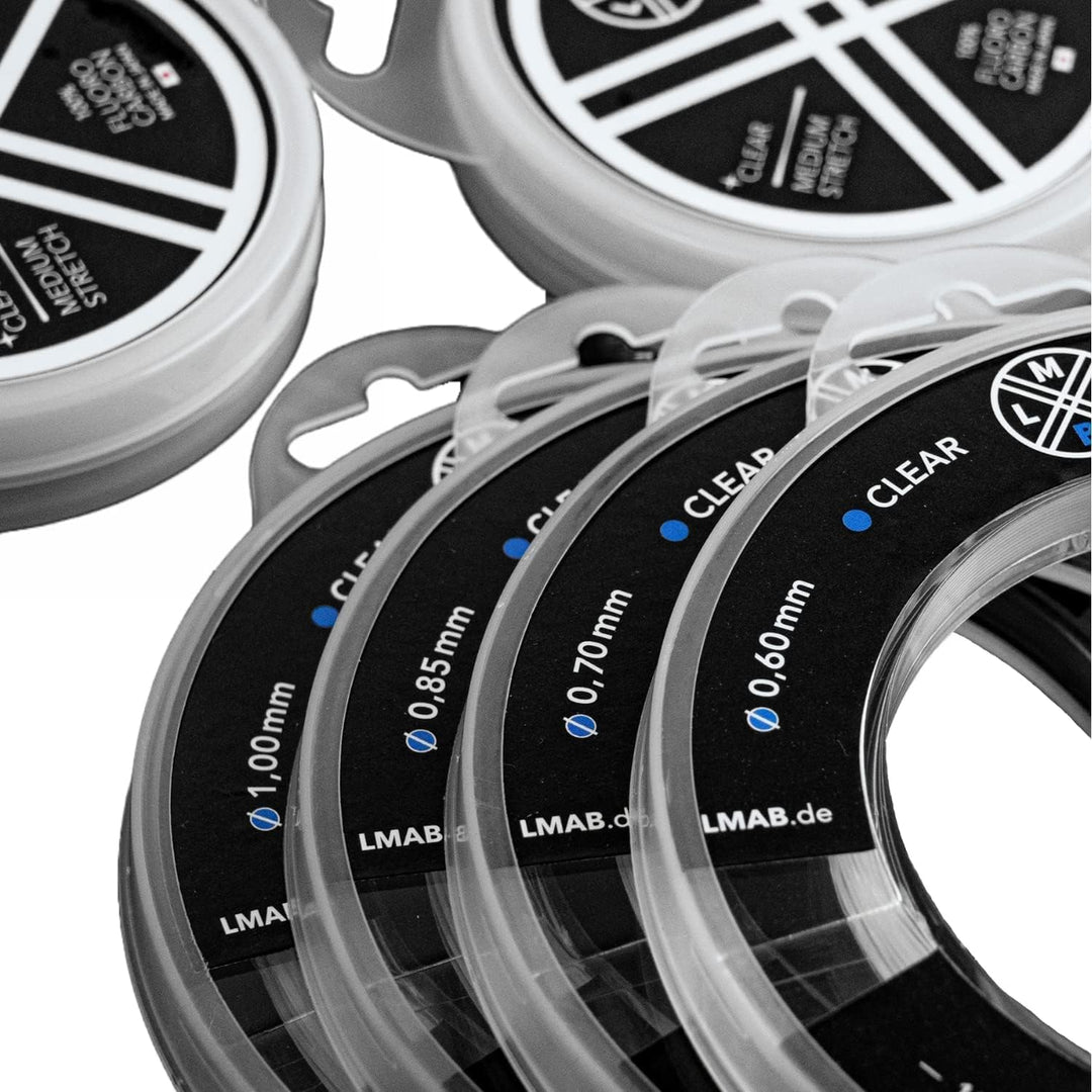 Fluorocarbon Vorfach LMAB 100 Pro Made in Japan, Vorfach-Schnur, Angel-Schnur für Hecht, Zander & Ba