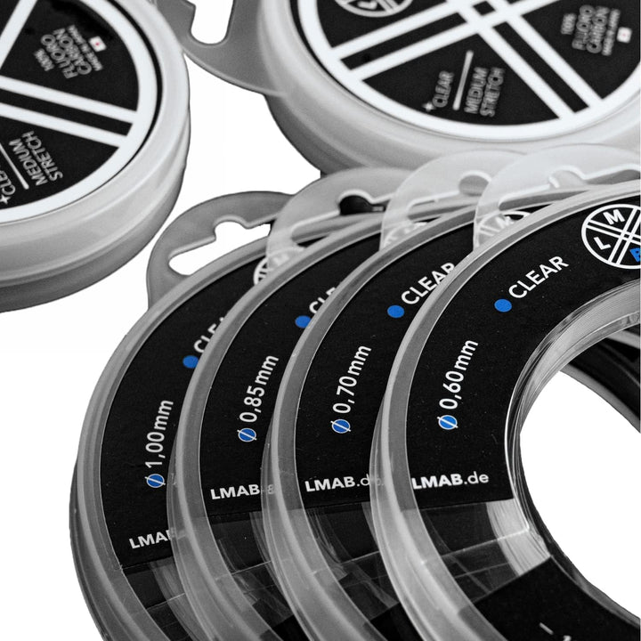 Fluorocarbon Vorfach LMAB 100 Pro Made in Japan, Vorfach-Schnur, Angel-Schnur für Hecht, Zander & Ba