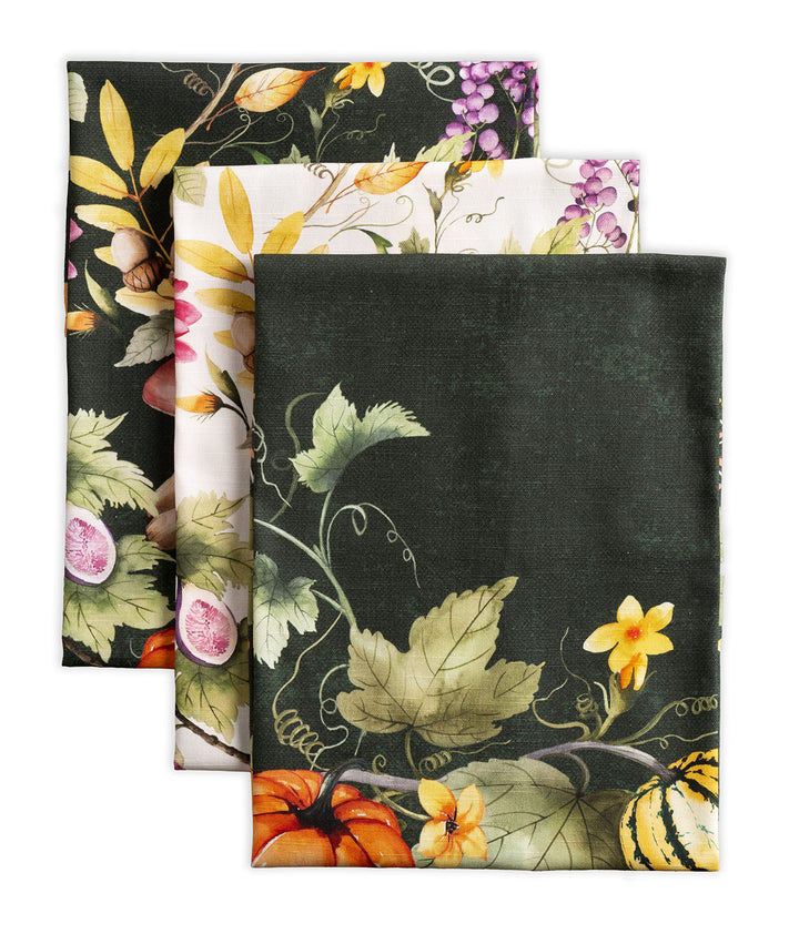 Maison d' Hermine Pumpkin Garden-Dark Green 100% Baumwolle Set von 3 Multi-Purpose Küchenhandtuch |
