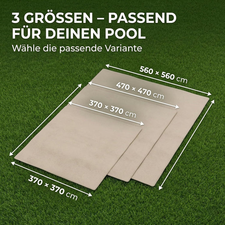 poolomio® Bodenschutzvlies rechteckig 370 x 370 | robuste Poolunterlage Outdoor | Poolbodenplane mit