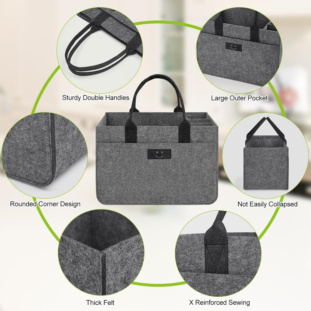 Filz Einkaufskörbe Filztasche 30L Einkaufskorb Faltbar Einkaufstasche mit Fächern, Filztasche Gross